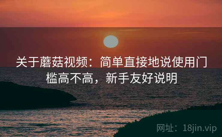 关于蘑菇视频：简单直接地说使用门槛高不高，新手友好说明